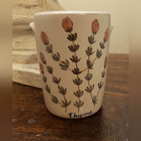 HANDCRAFTED/SIGNED Covered [Thyme] Stoneware Crock - Picture 2 of 14